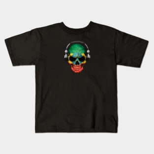 Dark Skull Deejay with Ethiopian Flag Kids T-Shirt